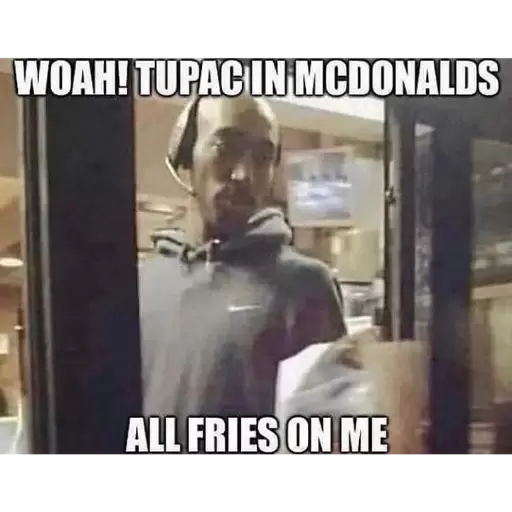 Woah! Tupac In Mcdonalds All Fries On Me Sticker de WhatsApp DescargarStickers